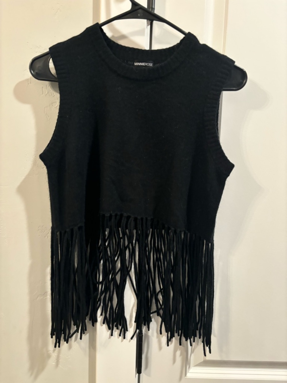 Minnie Rose Cashmere Black Textured Knit Top